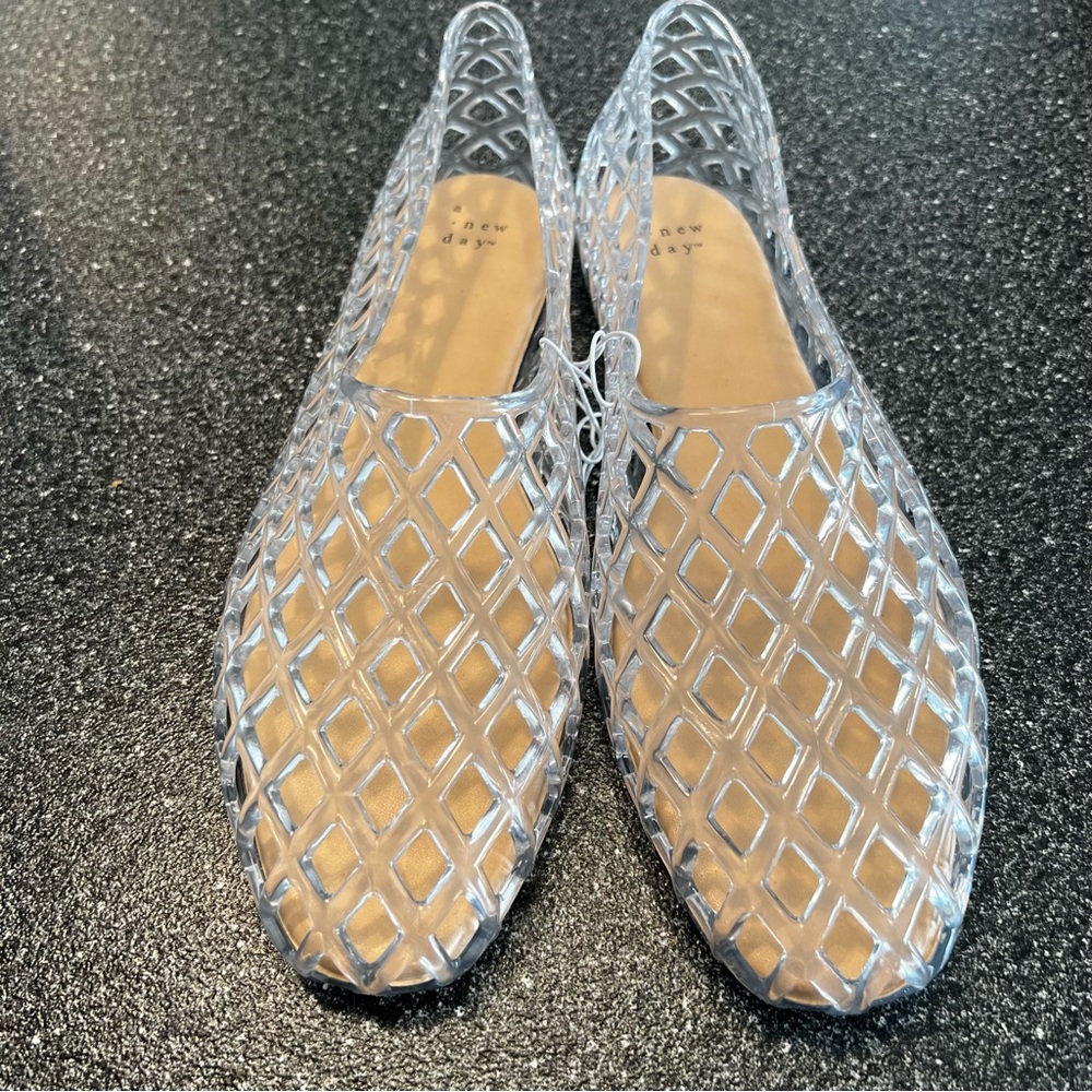 New a new day Clear Women's Yuri Jelly Flats Size 9 1/2 - Picture 2 of 7